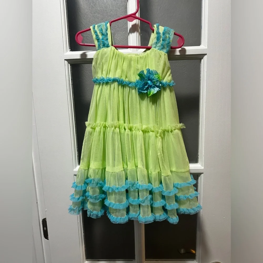 Jona Michelle Green and Blue Ruffle Dress - Picture 1 of 3